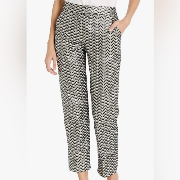 Trina Turk -The Banshee pant cropped bootcut dress pant in metallic jacquard. - Picture 1 of 15